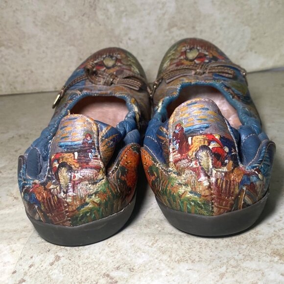 Leather Ballet Flats Artistic Scene Bow Detail Art To Wear Cottagecore Fairy - Picture 3 of 8